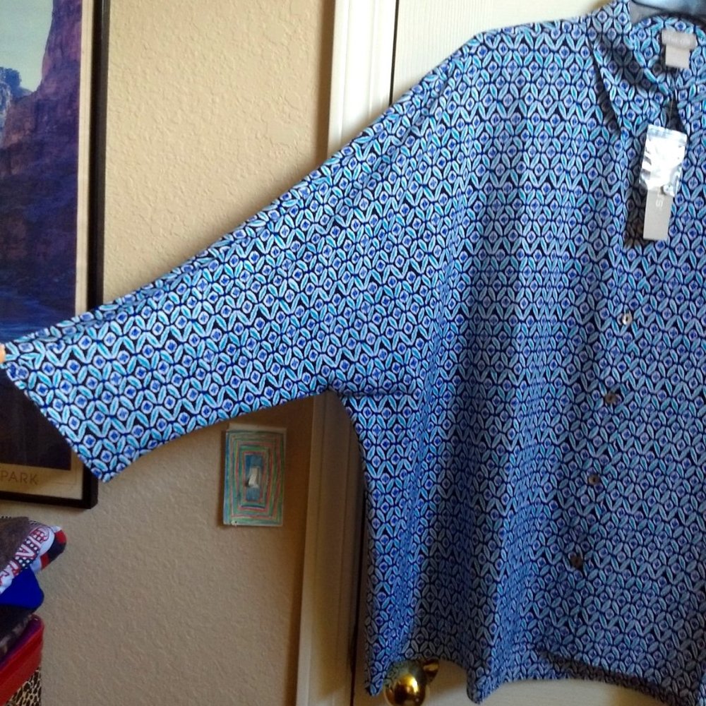 Chicos Boxy Button Front Collared Shirt New With Tags NWT